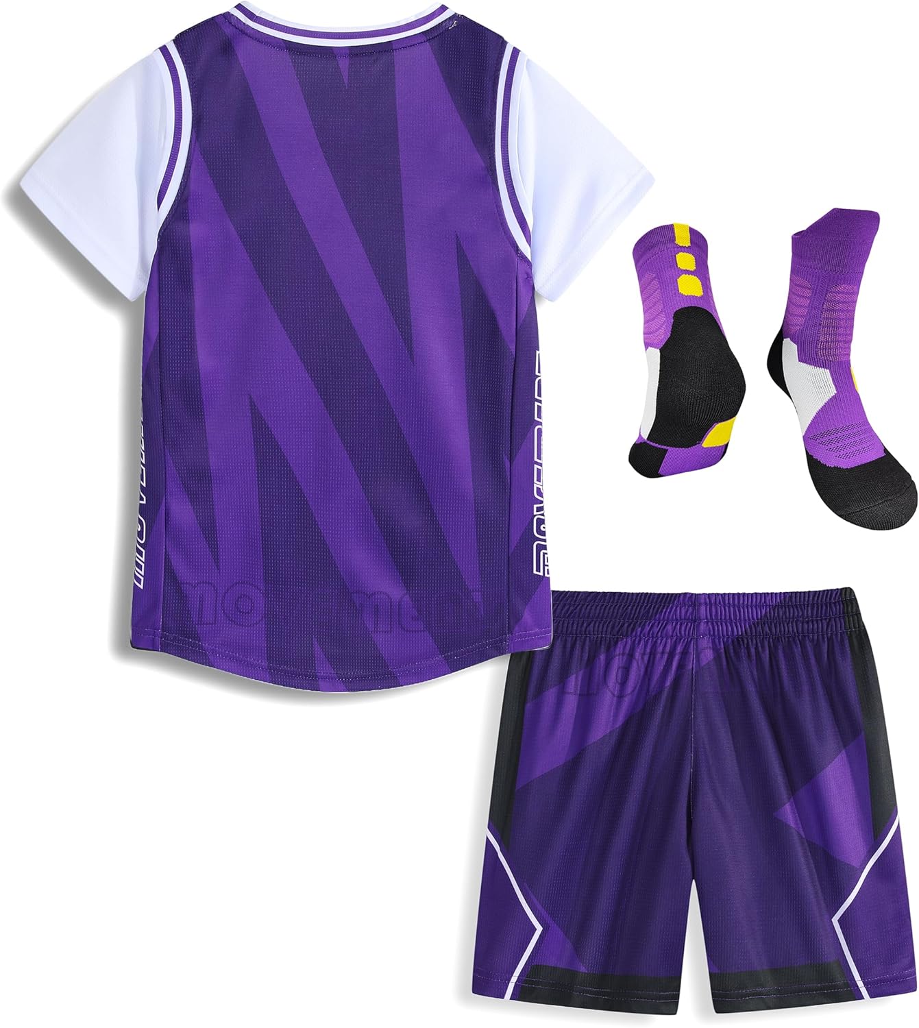 Hiheart Boys Basketball Jersey and Shorts with Socks Kids Gym Class Training Uniforms