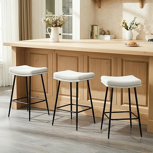 26 inch Counter Height Bar Stools Set of 3, Backless
