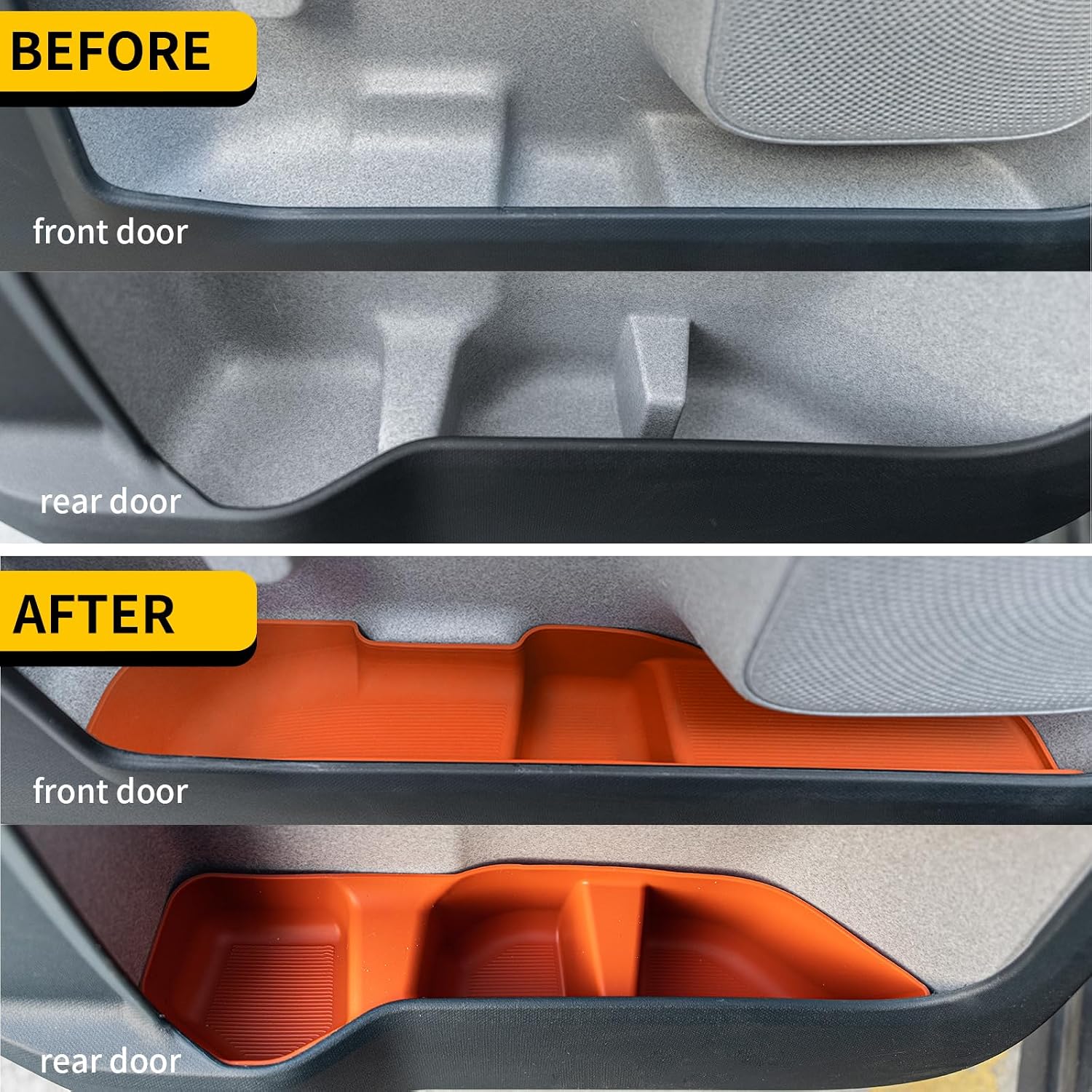 Door Side Storage Tray Compatible with 2022-2025 (No for 2026) Ford Maverick Side Door Storage Box Door Organizer Phone Pocket Silicone Front & Rear 4PCS Maverick Accessories (Original Orange)