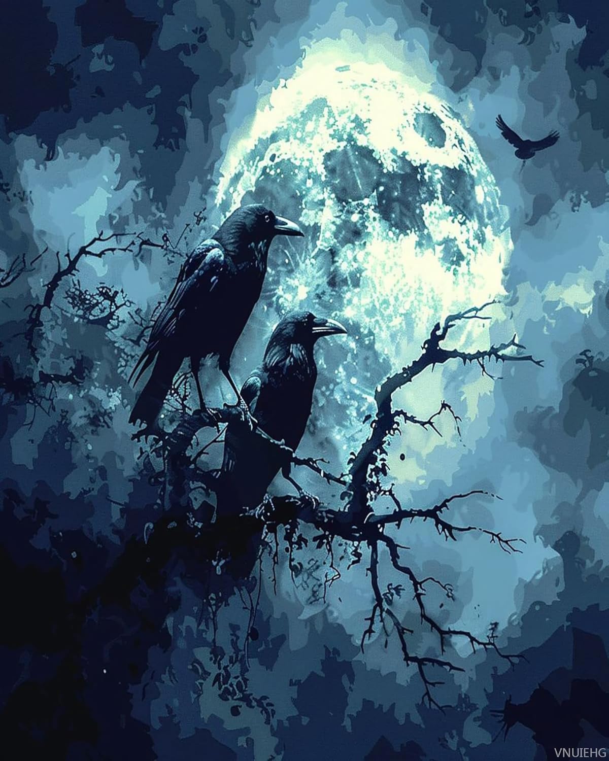 VNUIEHG Paint by Numbers Kit for Adults Beginners Night Moon Crow Bird Acrylic Adult Paint by Number Kits on Canvas Digital Oil Number Painting Kits for Home Decor Gift 16"x20"