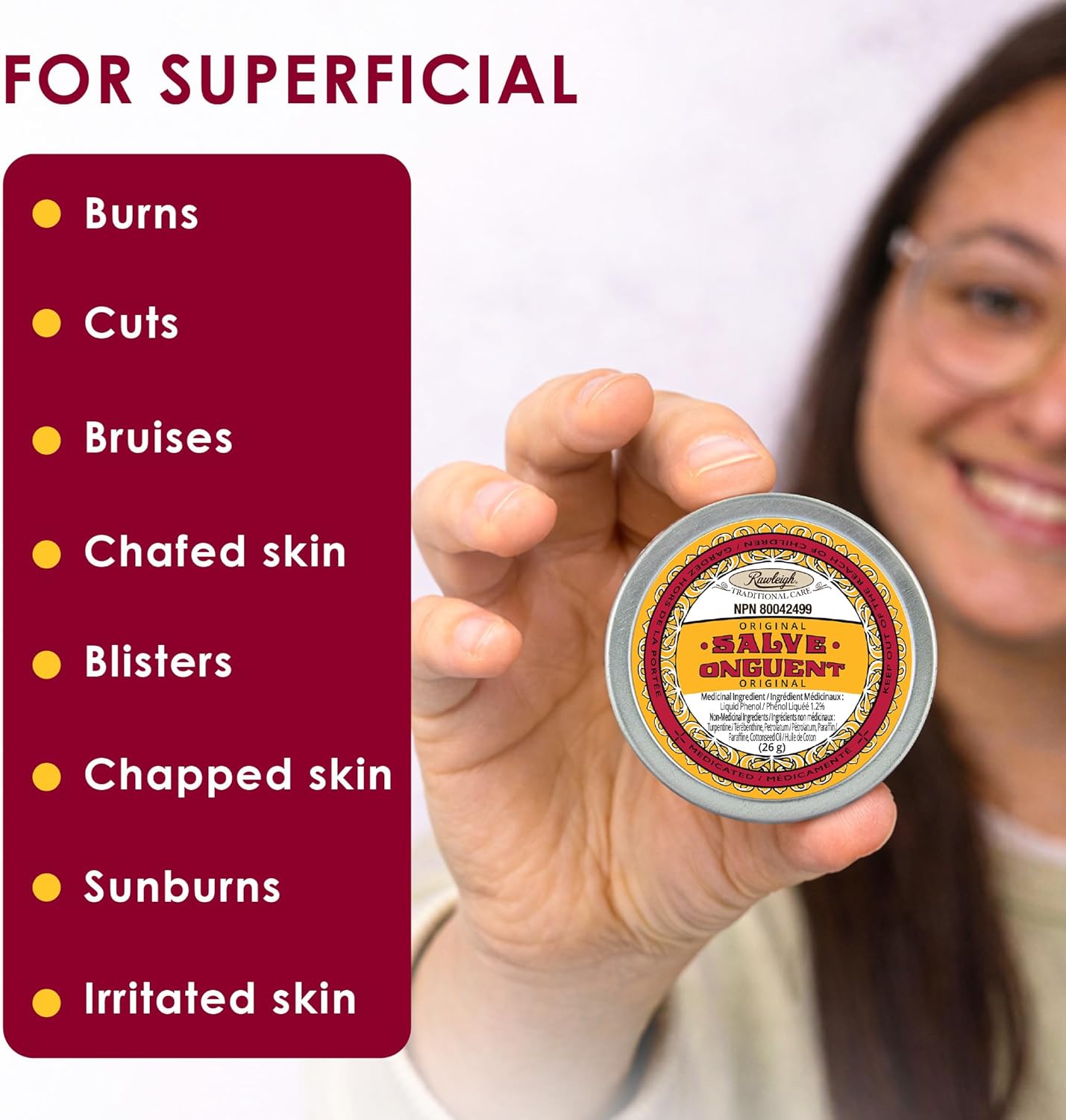 Rawleigh Antiseptic (Original) Yellow Salve Small Tin: 0.96 oz, Natural, Multi-Purpose Ointment Soothes Skin Cuts, Bruises, Irritations, with Turpentine, Phenol, Cottonseed Oil - Pack of 1 - Image 4