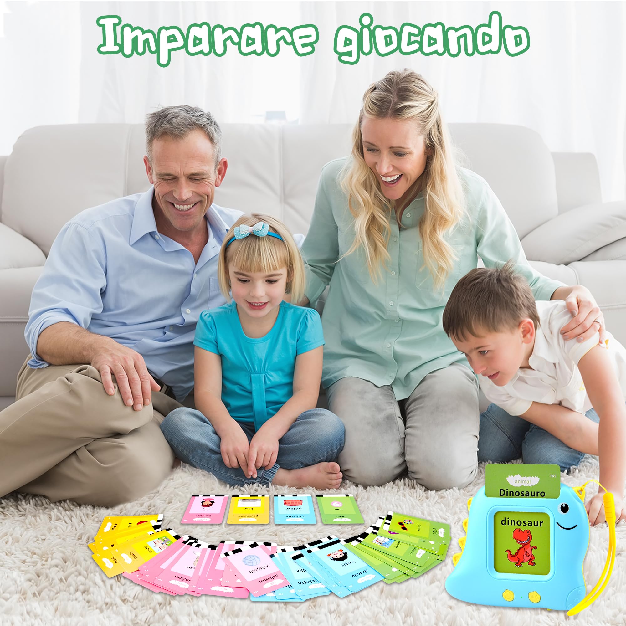 510 Parole flashcards bambini italiano e inglese, amico vocabolo gioco italiano,giochi montessori 2 anni, educativi prescolari Lingua Imparare a parlare Colori Numero Animali Blu