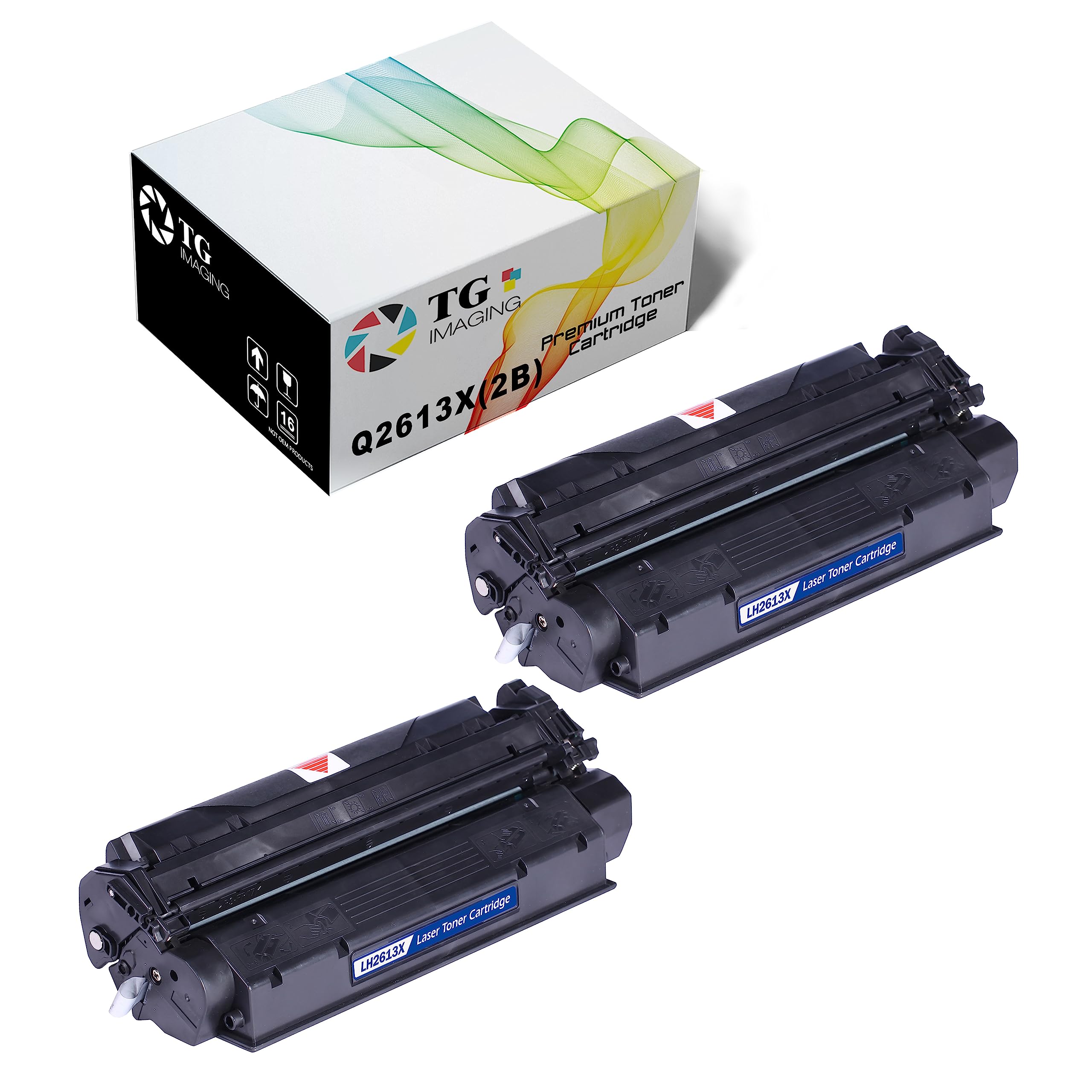 TG Imaging 2-Pack Compatible Replacement for HP 13X Q2613X Toner Cartridge Work with Laser-Jet 1300 1300n Printer, 2xBlack