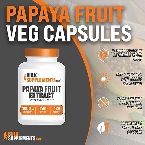 Miniatura 3 de BULKSUPPLEMENTS.COM Cápsulas de extracto de fruta de papaya - de Carica Papaya, extracto de papaya - Vegano y sin gluten, cápsulas de papaya - 2