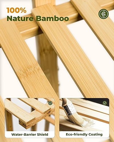 Miniatura 6 de Bamworld Soporte de bambú para plantas de interior, estante de 5 niveles para plantas de exterior, soporte de esquina para múltiples plantas,