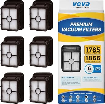 VEVA Premium Vacuum HEPA Filter Set Compatible with Bissell Model 1866 Crosswave and 1785 Series Vacuums - 6 pack of HEPA Filters Part #1608683