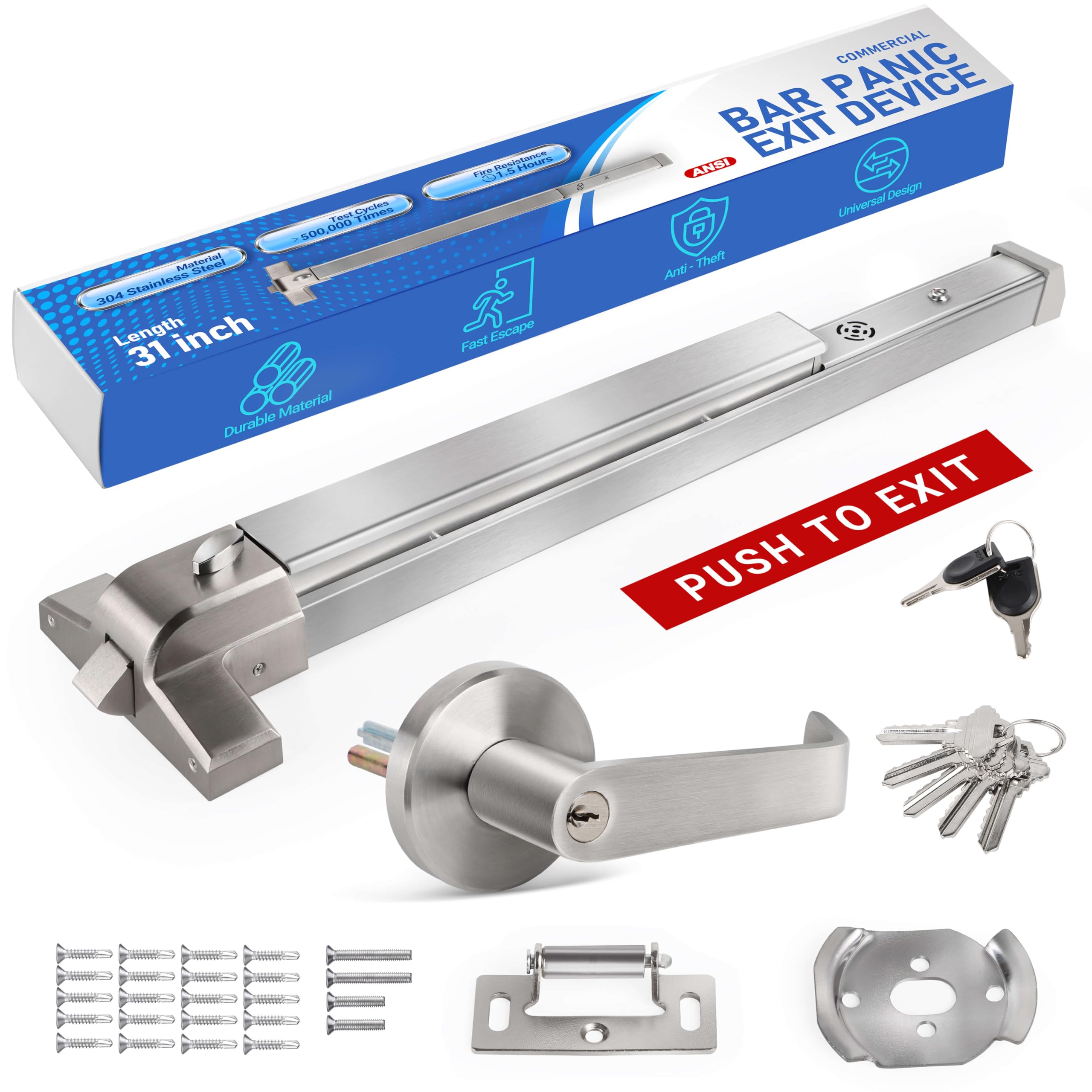 Barre anti-panique 78,7 cm en acier inoxydable pour porte d'issue de secours