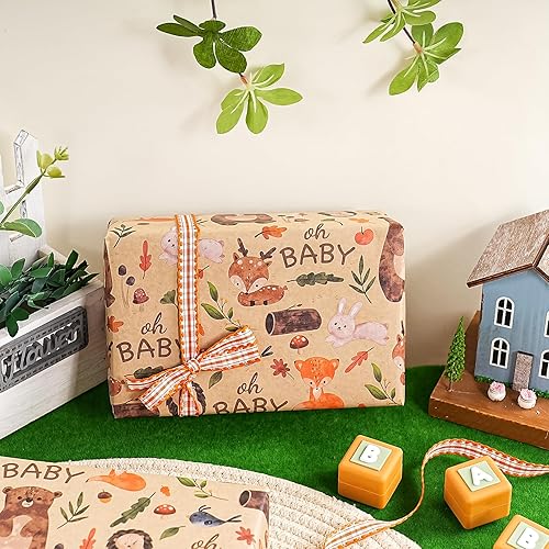 Miniatura 6 de WRAPAHOLIC Kraft Jungle Papel de Regalo para Baby Shower en Rollo - Mini Rollo - 17 Pulgadas x 16.5 Pies - Papel de Regalo Oh Baby and Little