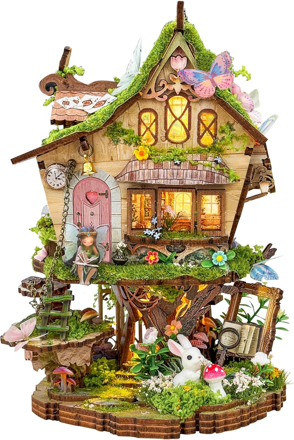 3D Wooden Puzzle, Enchanted Forest Micro - World, DIY Miniature Kit for Adults Teens, Great for Gifting & Decor Dollhouse Kit- Rowan's Treehouser (SQ-80)