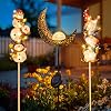 HOMEIMPRO 1 Moon Solar Lights, 2Pack Snowman Gnomes Outdoor Garden Decorations for Yard Patio Gifts for Mom