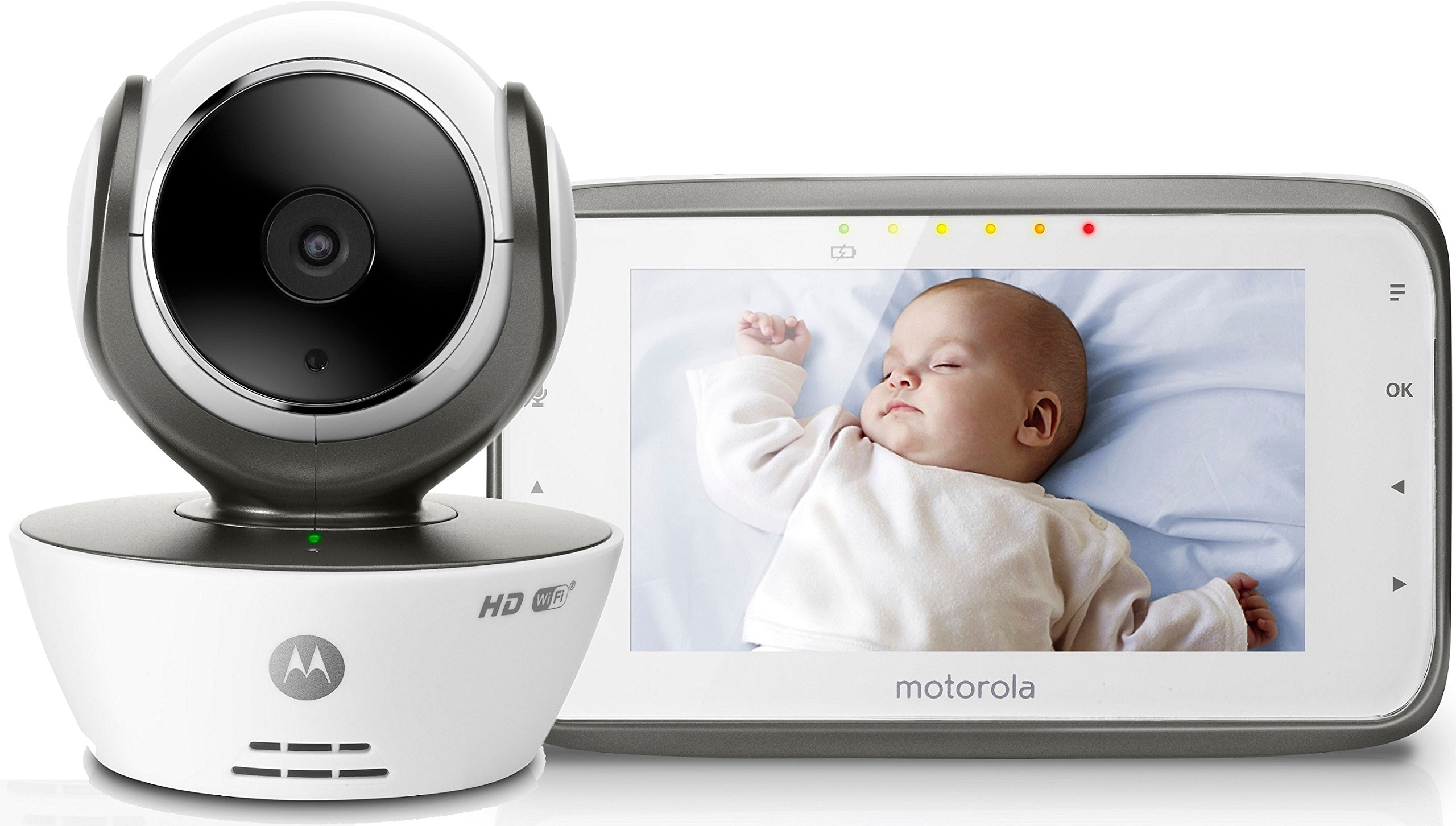 Motorola MBP854 - Vigilabebés digital de vídeo con pantalla a color de 4.3", WiFi, color blanco
