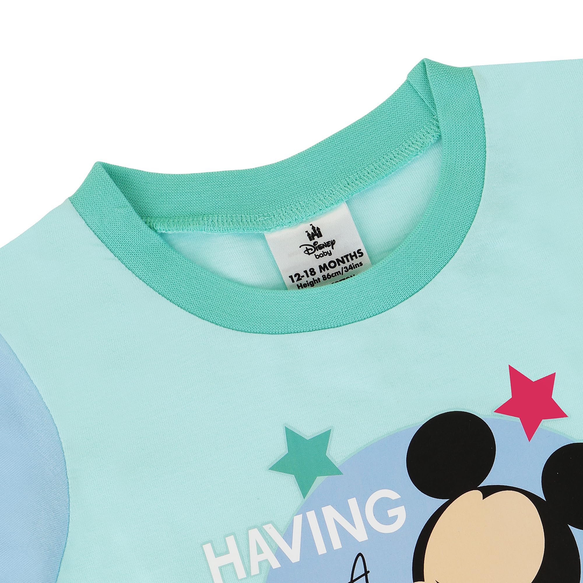 Disney Pigiama per bambini, motivo: Topolino, 2 pezzi, in cotone, per bambini e bambine
