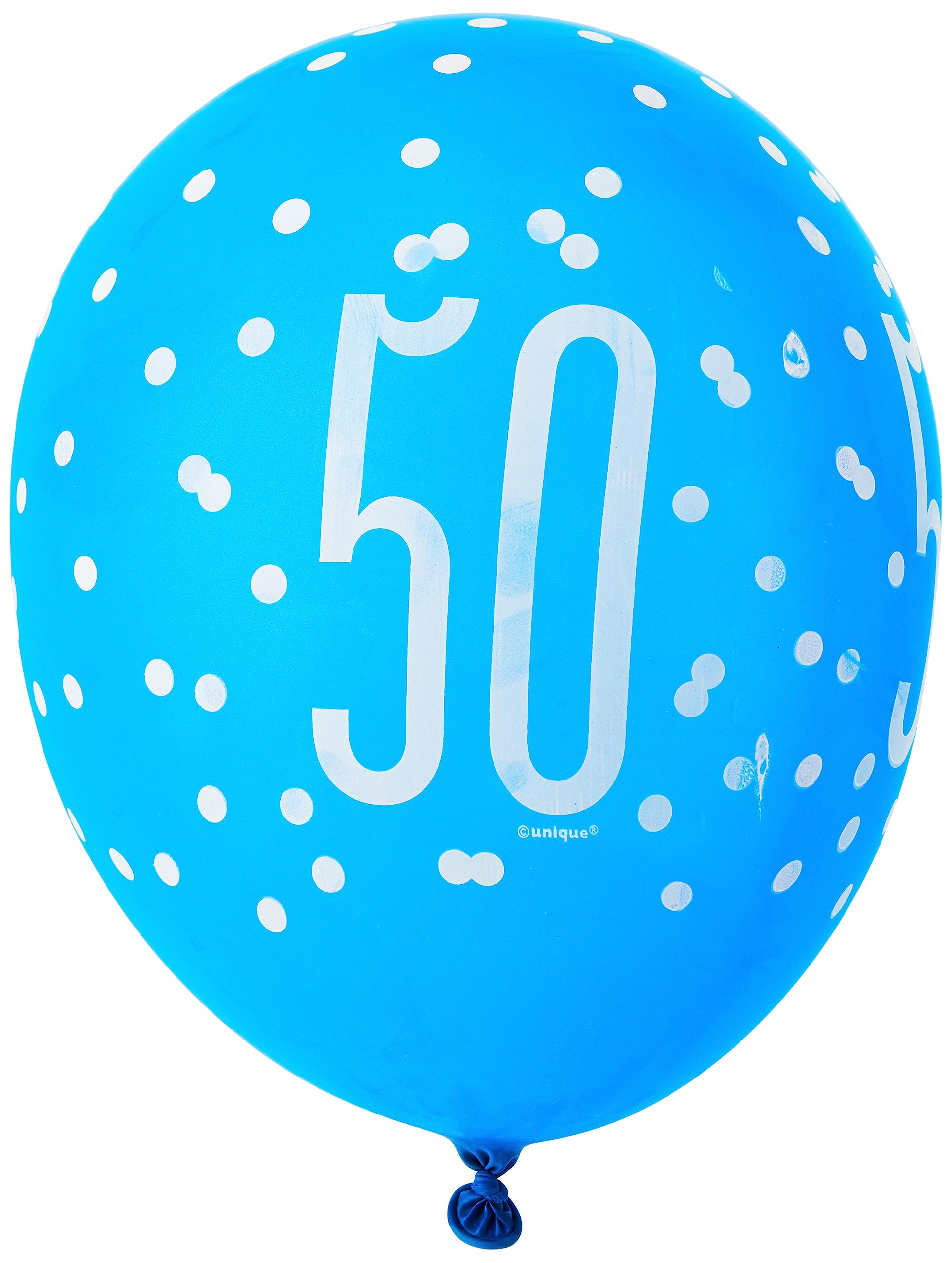 Palloncini 50° Compleanno Glitz Blu E Argento | 30 Cm, 12 Pezzi In Lattice Con Numero 50