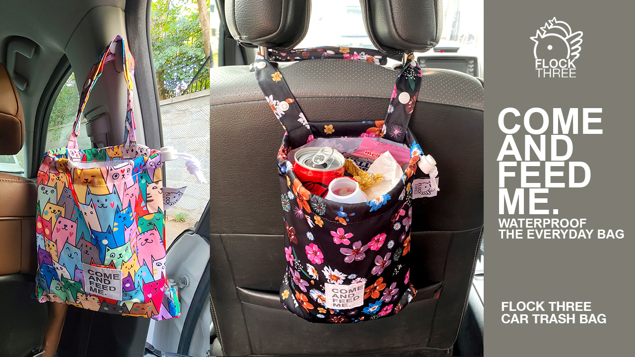 Red Sunflower Car Trash Can - Foldable Waterproof Auto Garbage Bag For SUV, Sedan - View #7