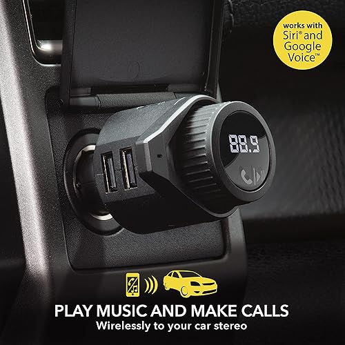 Miniatura 3 de Scosche BTFM5 - Kit de manos libres Bluetooth para coche con transmisor FM digital y puertos de carga USB de 12W duales para vehículos