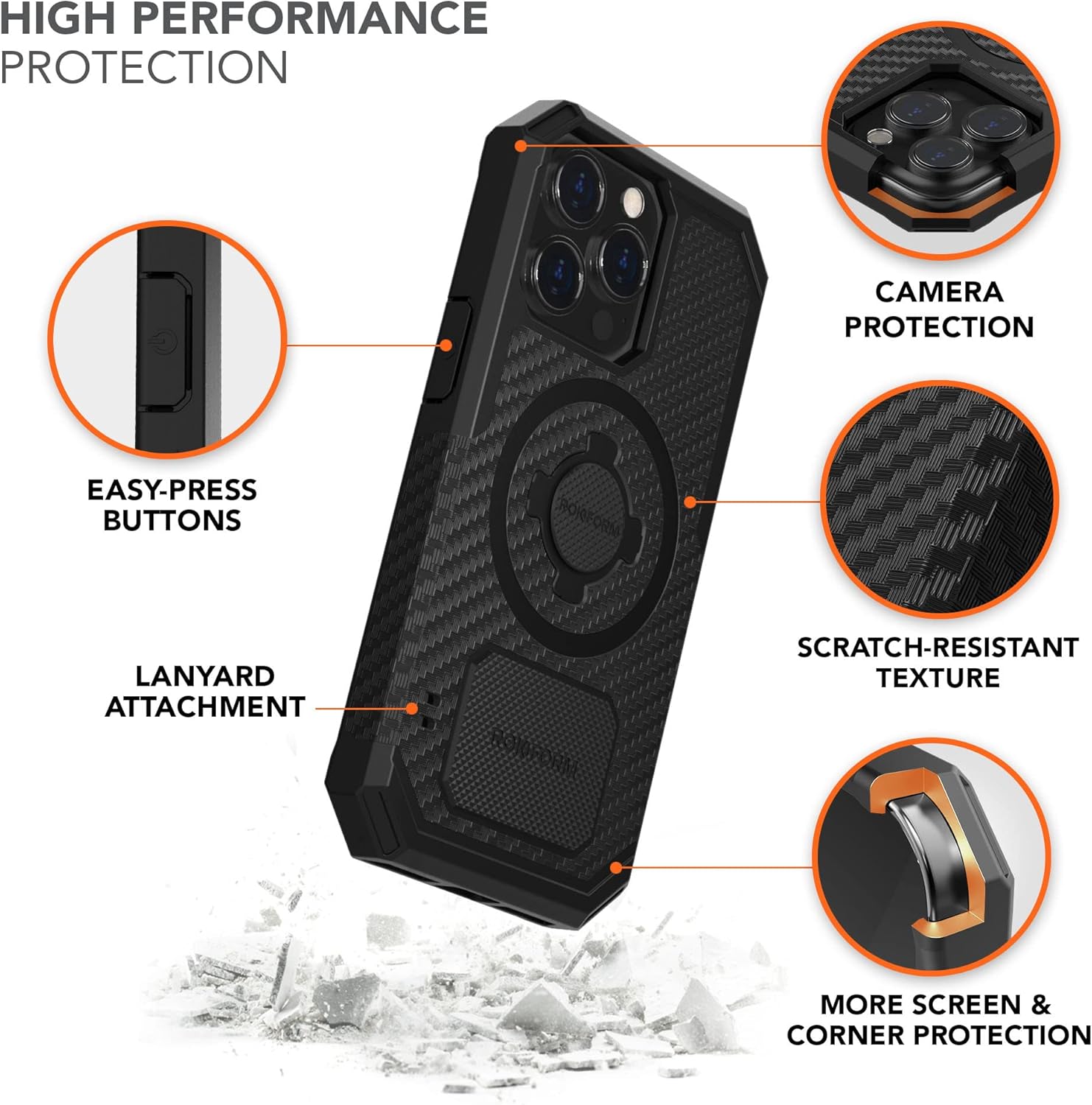 eksploderede view of Rokform case showing removable magnet