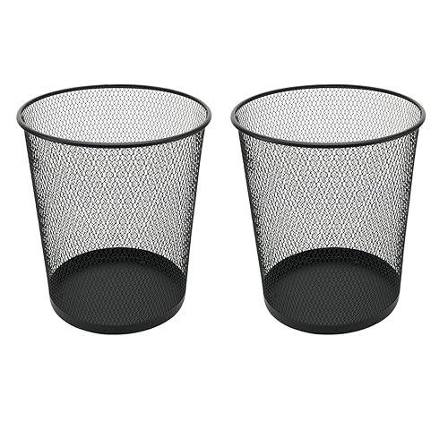 Miniatura 3 de YBM Home Cubo de basura de malla para el hogar y la oficina, papelera de metal para oficina, con forma redonda, 4.75 galones (paquete de 12), color