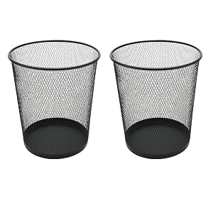 YBM HOME Mesh Wastebasket Trash Can for Home and Office Workspace Metal Office Trash Can Round-Shaped 4 75
