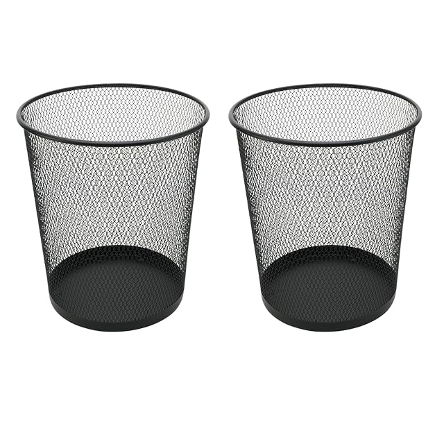 YBM HOME Mesh Wastebasket Trash Can for Home and Office Workspace Metal Office Trash Can Round-Shaped 4 75