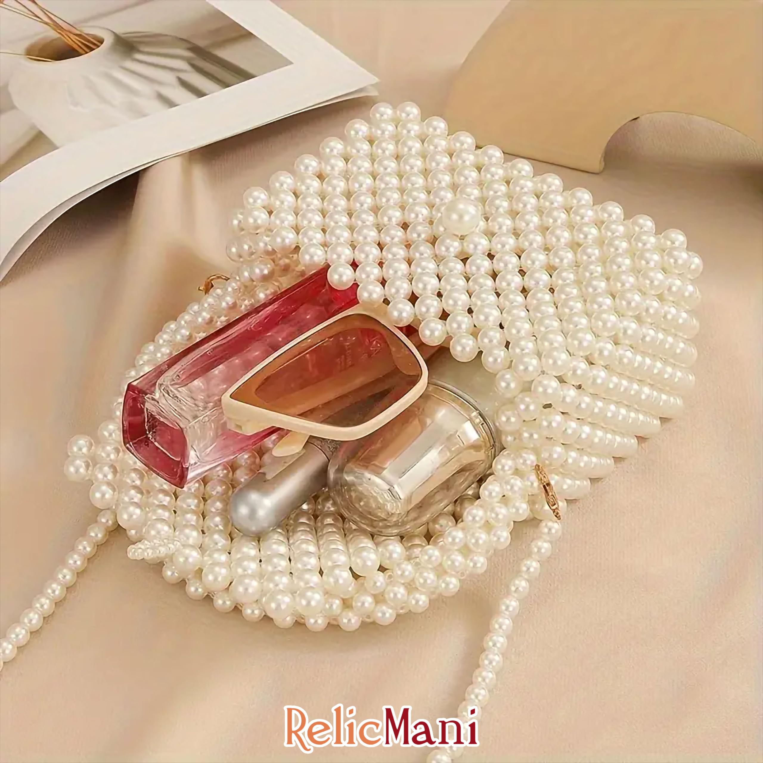 RelicMani Pearl Moti Beads Kit | Craft & Jewellery Making Beads Set | Flower Box Organizer with 3-10mm Beads for Rakhi, Aari Work, DIY Projects (Offwhite Silver) 3