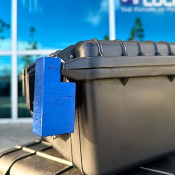 PACLOCKs UCS-445A, Shrouded Single Post Padlock for Pelican, Milwaukee PACKOUTSTM, and Hard Cases, Hidden Shackle Prevents Cutting Attempt, Blue, 2 Keys, Keyed Alike U-Pick!