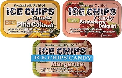 ICE CHIPS Xylitol Candy 3 Pack Assortment (Strawberry Daiquiri, Margarita, Pina Colada) Includes BAND as Shown