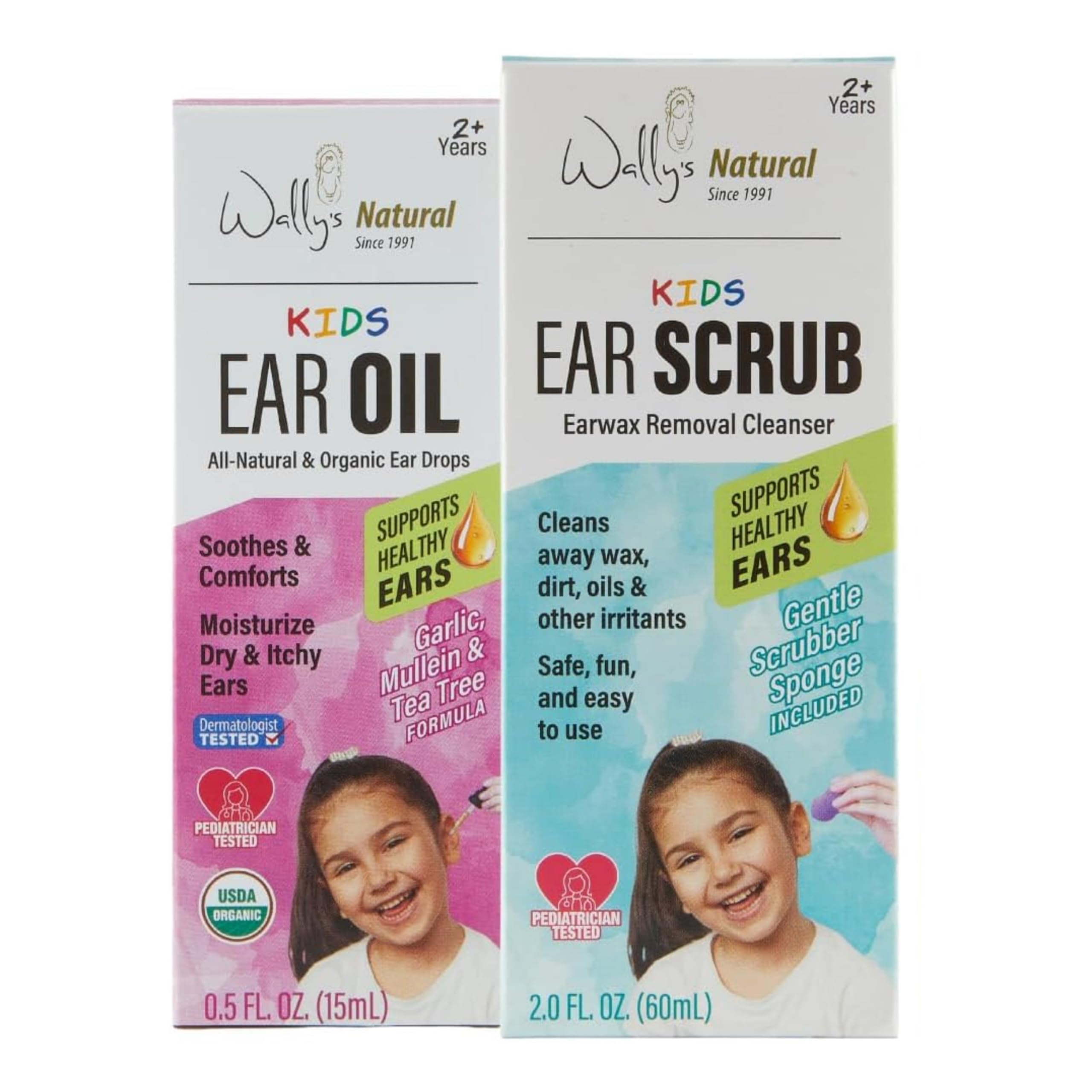Wallys Natural Kids Complete Ear Care Bundle Ear Oil Drops 0 5 Fl Oz Ear Scrub Reusable Scrubber