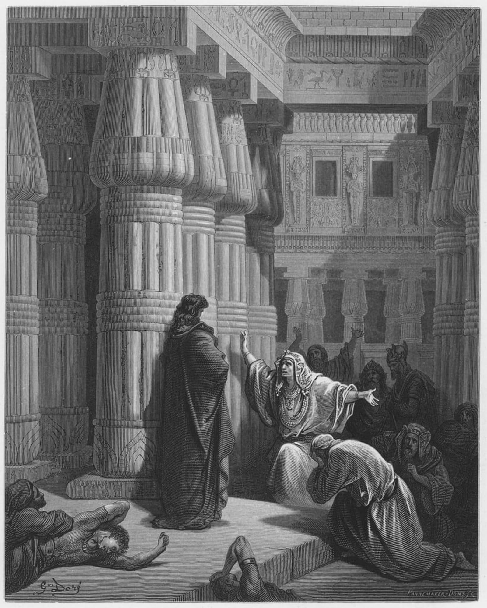 ARTXLXXBN Famous Prints Artwork Pictures Poster Painting Art Bible the Egyptians Urge Moses to Depart by Gustave Dore Artwork Landscape Pictures for Home Decor 60x90cm