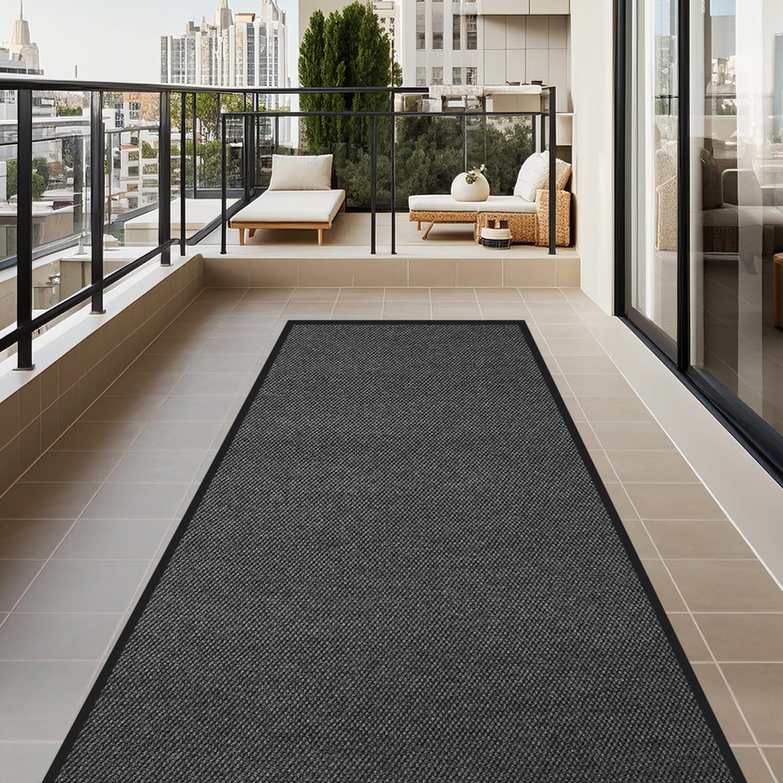 Tappeto lungo antiscivolo per corridoio, 90 x 300 cm, lavabile, tappeto lungo e sottile, per ingresso, per corridoio, interno, cucina, soggiorno, esterno