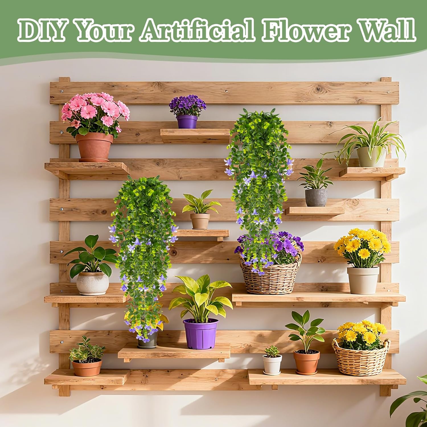 Artificial Hanging Flowers for Outdoors - Small UV Resistant Hanging Morning Glories with Eucalyptus Leaves, Artificial Eucalyptus Plant for Home Balcony Wedding Indoor Outdoor Patio Decor - Image 5