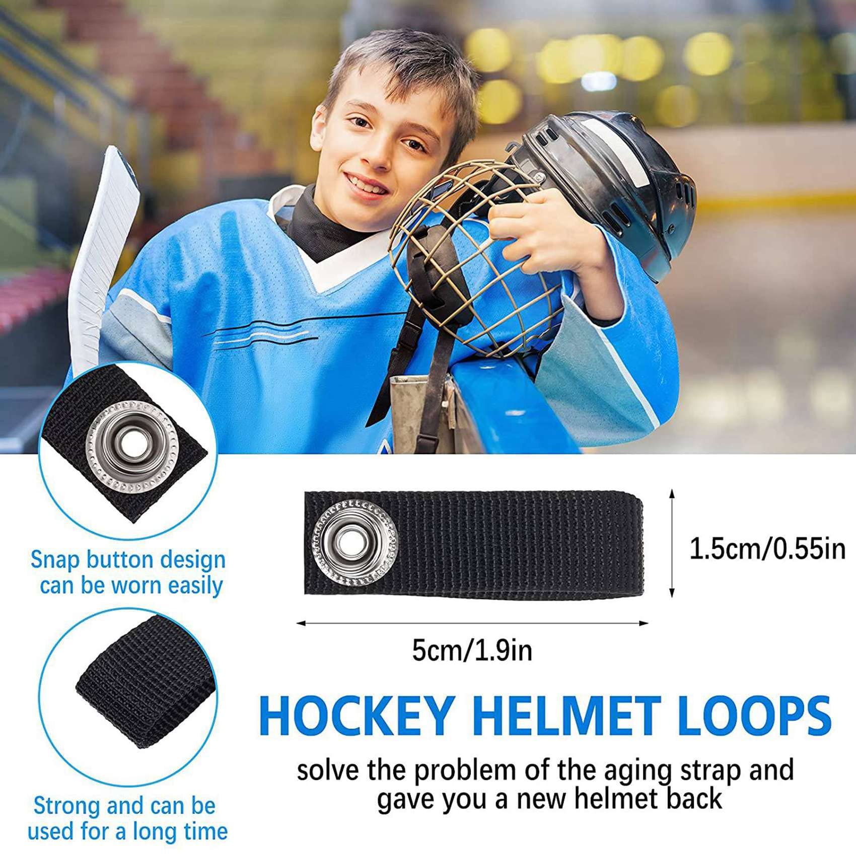 2X Sottogola per Casco da Hockey Fibbia Casco Rimovibile Sottogola Hockey Cinturino per Casco con Accessorio per Casco da Hockey a Singola Pressione