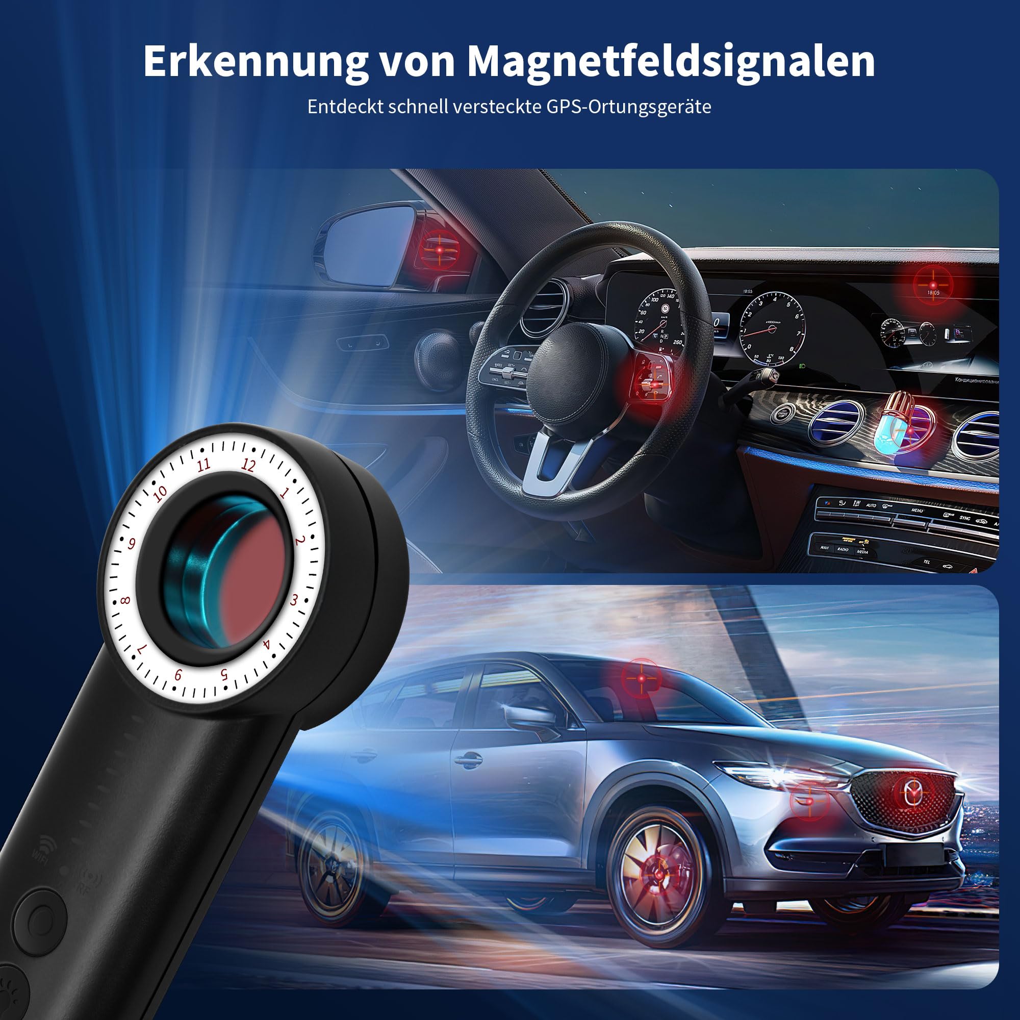 UYIKOO Wanzen Detektor RF Versteckte Kamera Finder Wanzenfinder Anti Spy Anti-Aufnahme Detektoren RF Signal Bug Detector für GPS Locator Tracker Abhörgeräte Funkkameras für Hotel Heim Büro Reisen