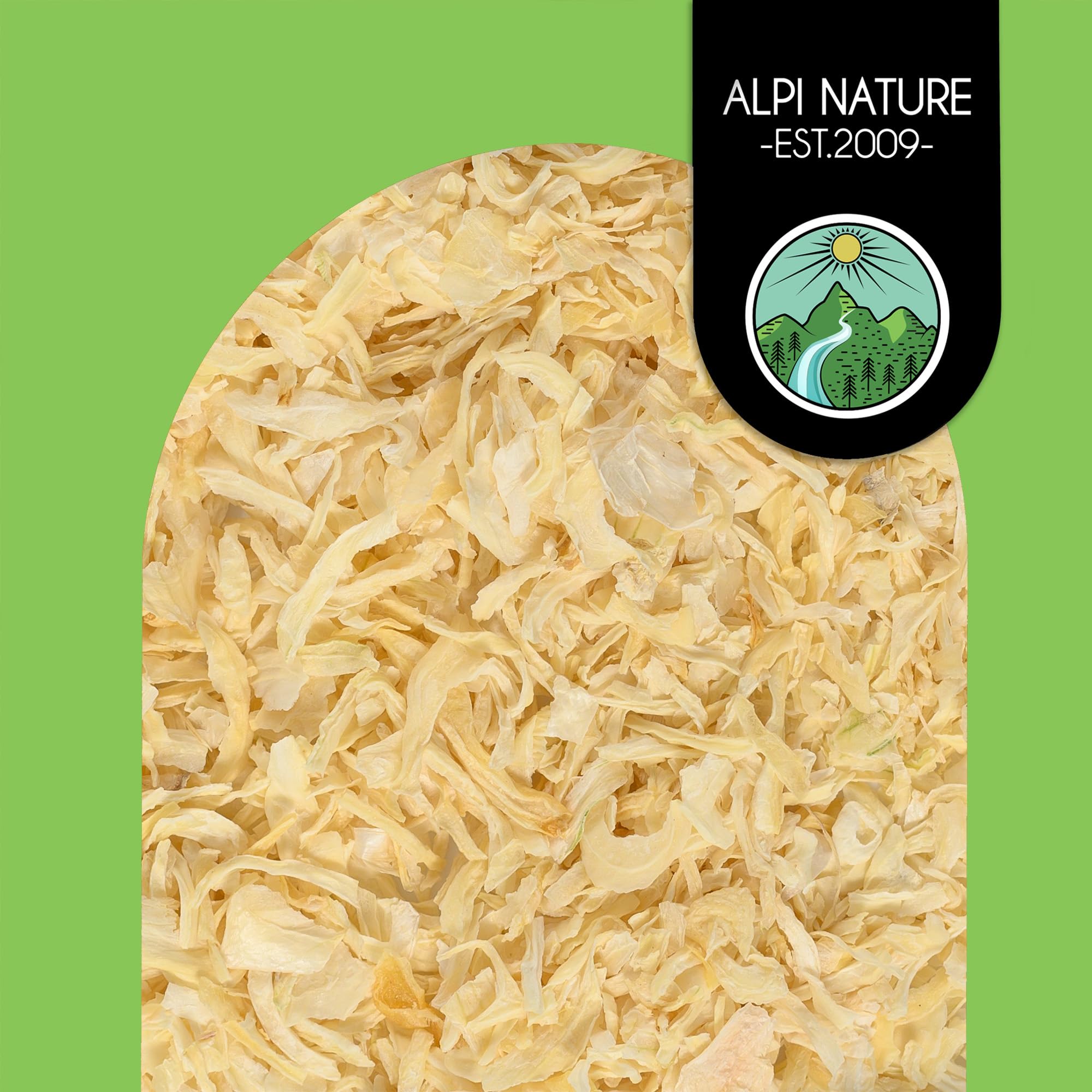 Alpi Nature Oignon en Flocons 1kg, Morceaux d'Oignon 5-30mm, Oignons Séchés et Hachés pour la Cuisson