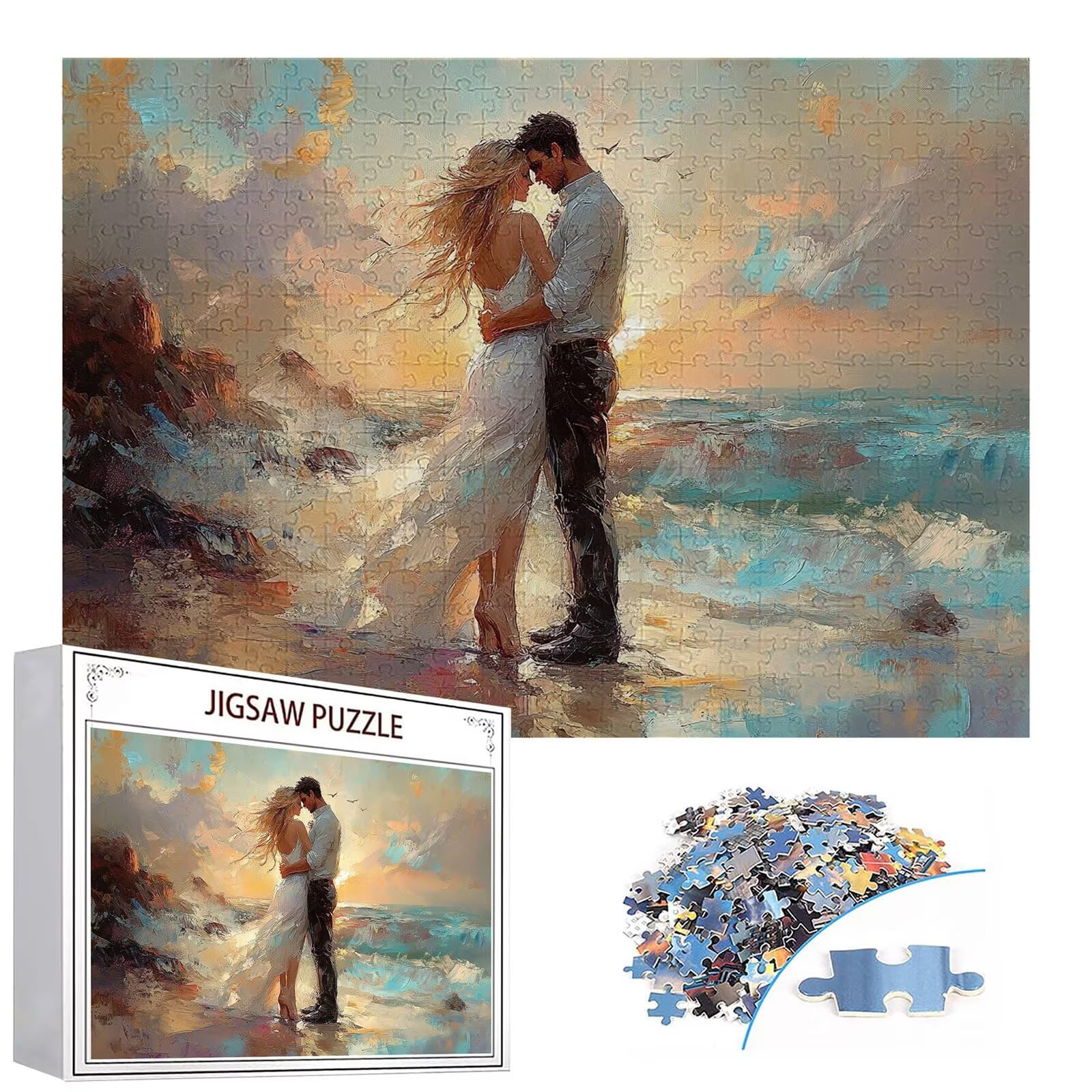 Puzzle 5000 Pezzi Spiaggia Puzzle Adulti Sfida Impossibili Jigsaws Coppia Classica 3D Art Jigsaws per Divertimento Adulti e Bambina, Gioco Familiare, Festa Aziendale, Regali Donne 156x105cm C-156
