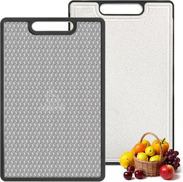 IGOYE Cutting Board, Double Sided Chopping Board for Kitchen, Non Toxic Cutting Board, Scratch Resistant Mesh Design, Ju