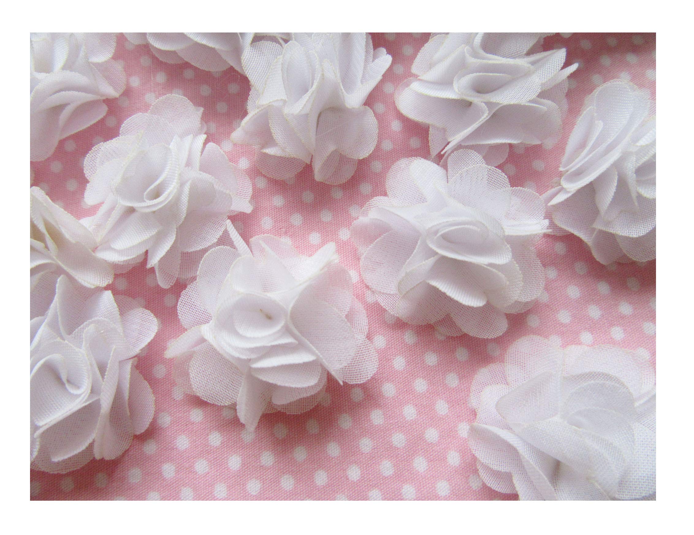 Yycraft Women's White Pack Of 30 Cute Mini Chiffon Flower 1 Inch Hair Flower Headband