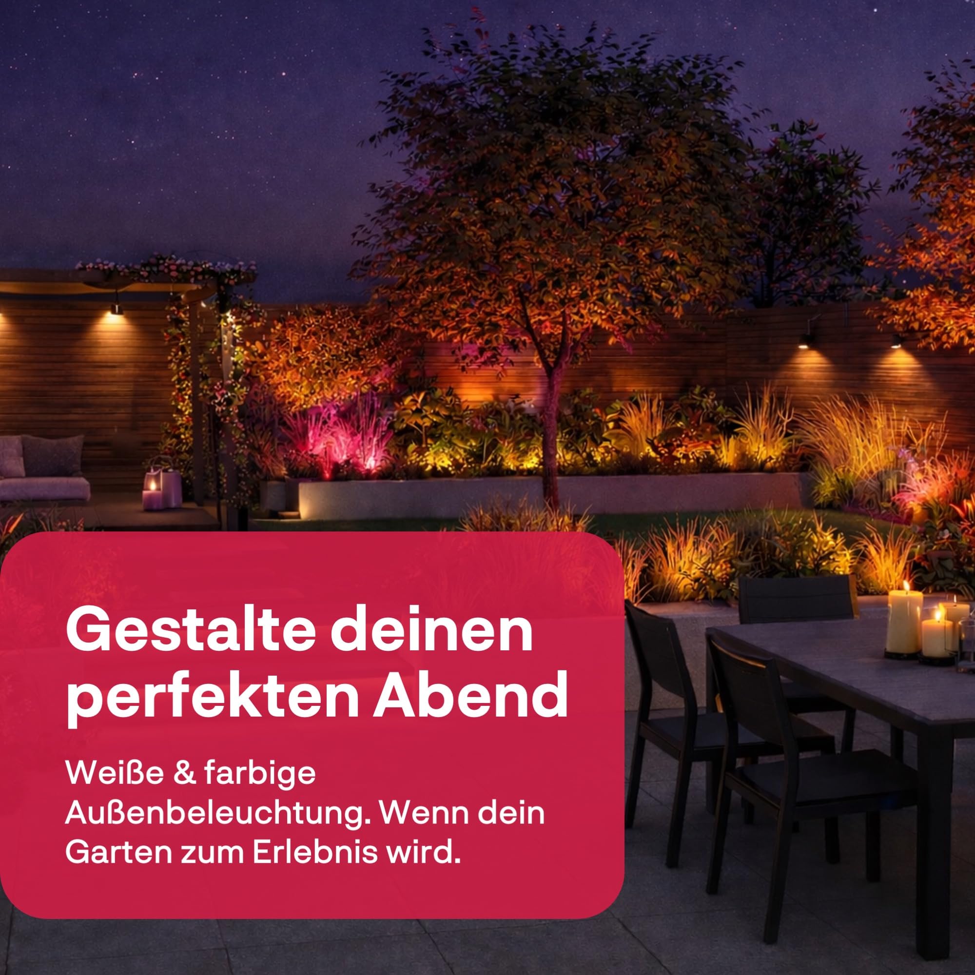Innr Smart Gartenstrahler Set (3er-Pack), Zigbee, kompatibel mit Hue* & Alexa (Bridge erforderlich), White & Color LED Außenstrahler für Garten & Terrasse, IP65 wasserfest