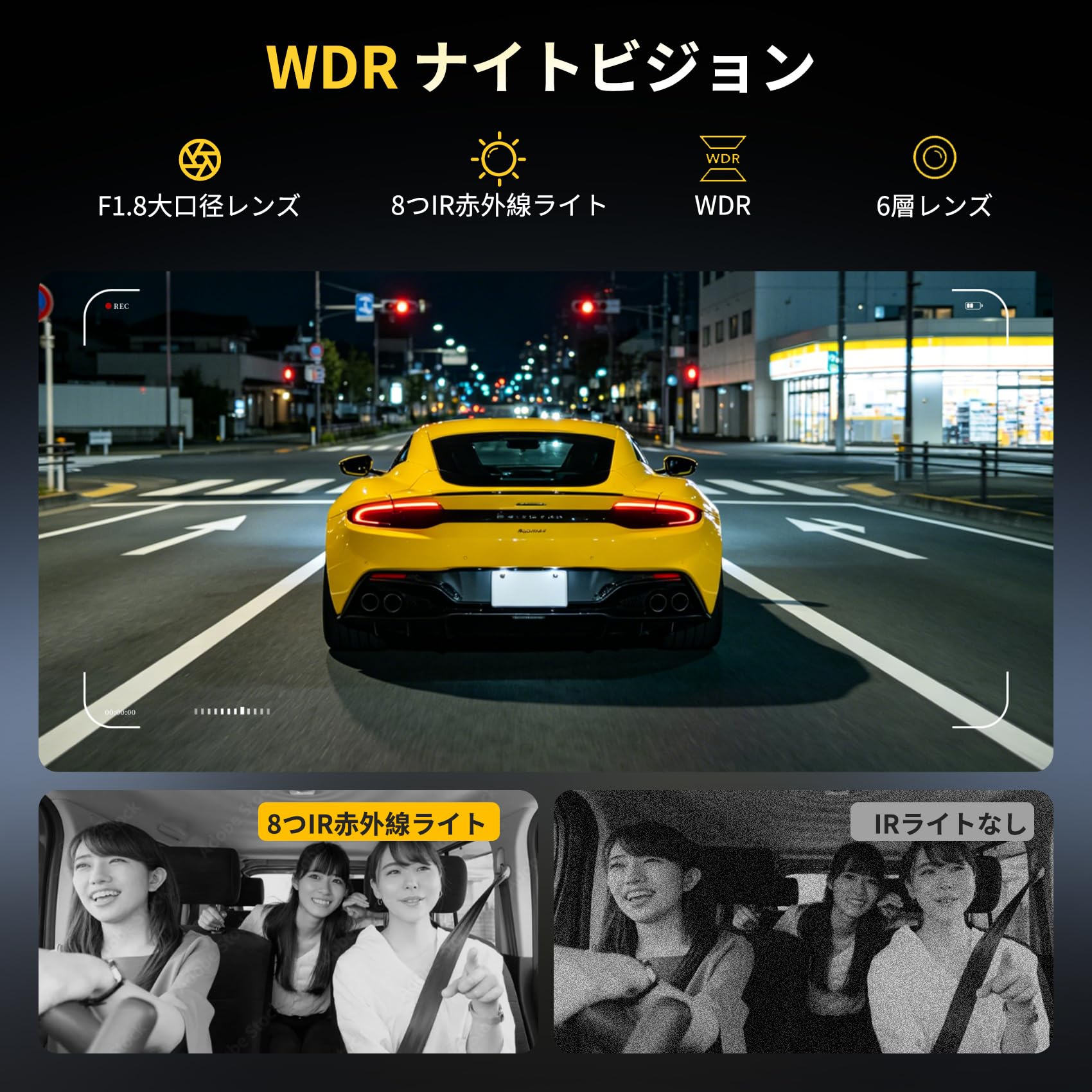 Amazon.co.jp: 4カメラ ドライブレコーダー 360度 4K ドラレコ 360度