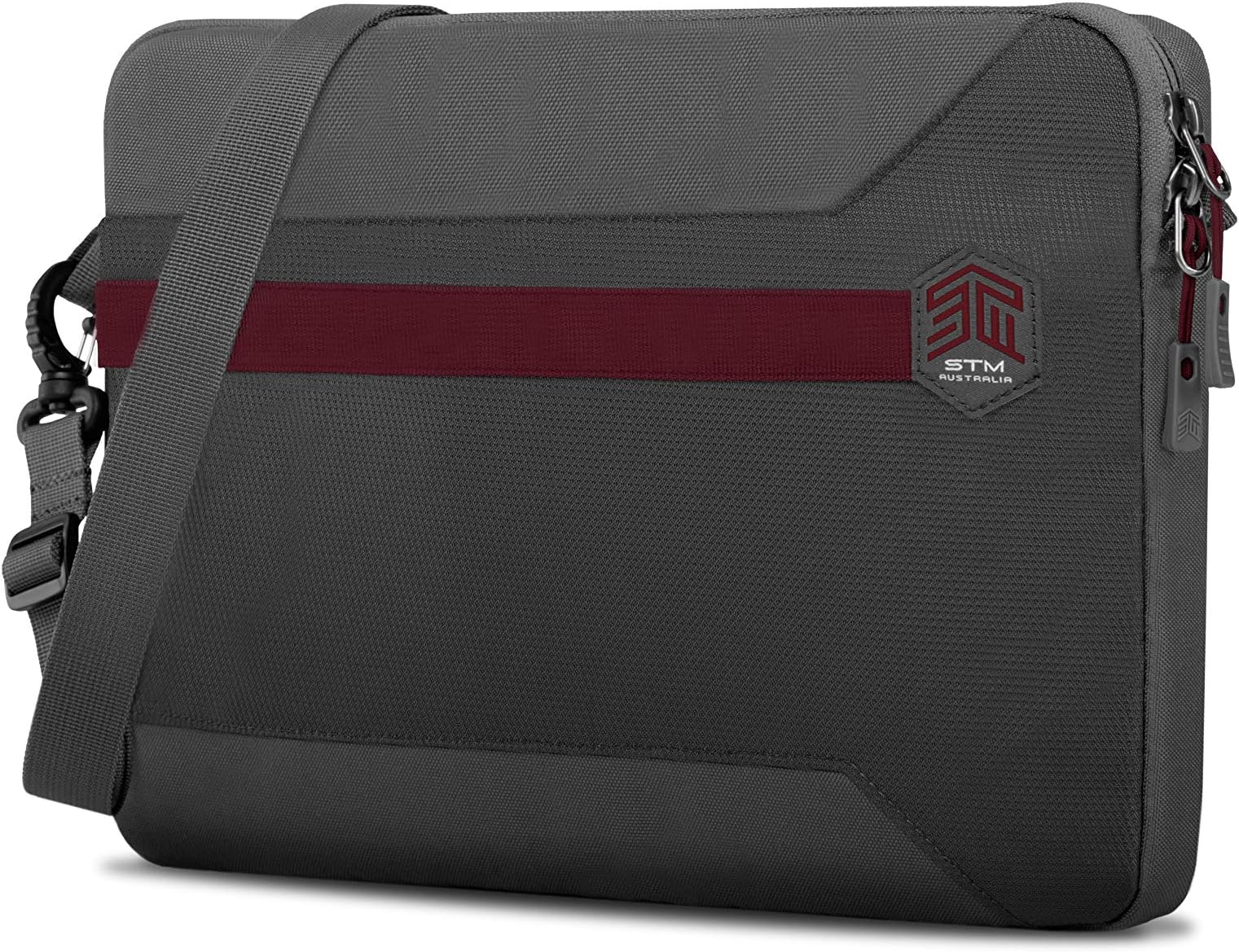 STM BLAZER Sleeve for up to 16-inch/15-inch Laptop - Adjustable Shoulder Strap, Zippered Design, Water Resistant Brief Case Apple MacBook Pro 16/15 and similar sized devices Black,Gray