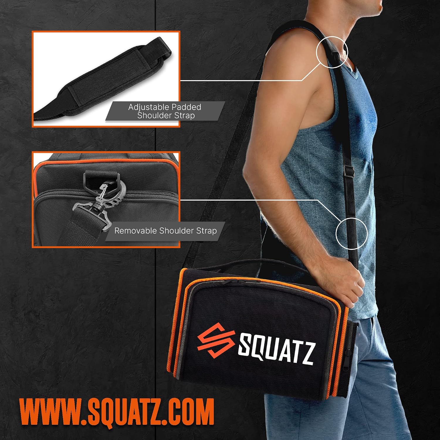 SQUATZ Insulated Meal Prep Lunch Bag - 13 Lbs Maximum Capacity, Heavy Duty Double Insulation Container with Adjustable Padded Shoulder Strap, Keeps Packed Food Warm and Drink Cold for Up to 8 Hours