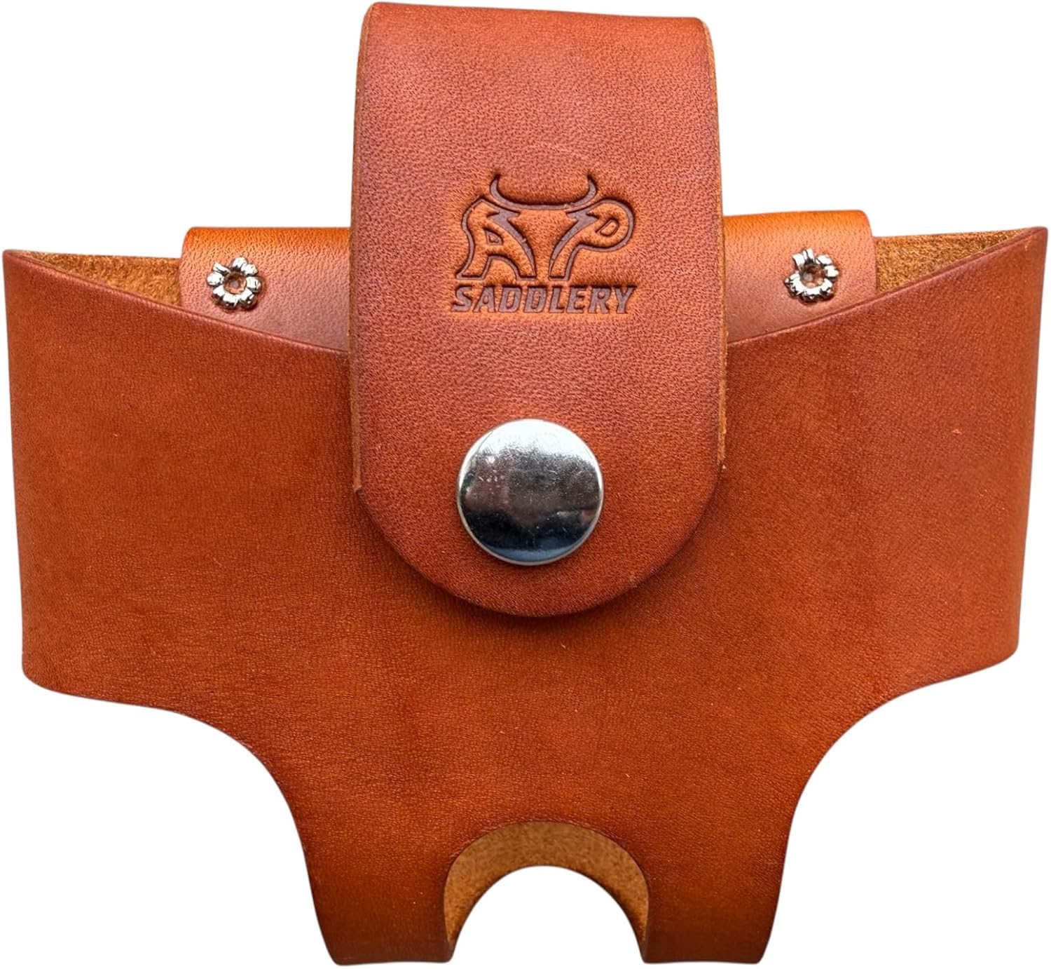 Basket Style Leather Tape Measure Holder by AP Saddlery (Saddle Tan)