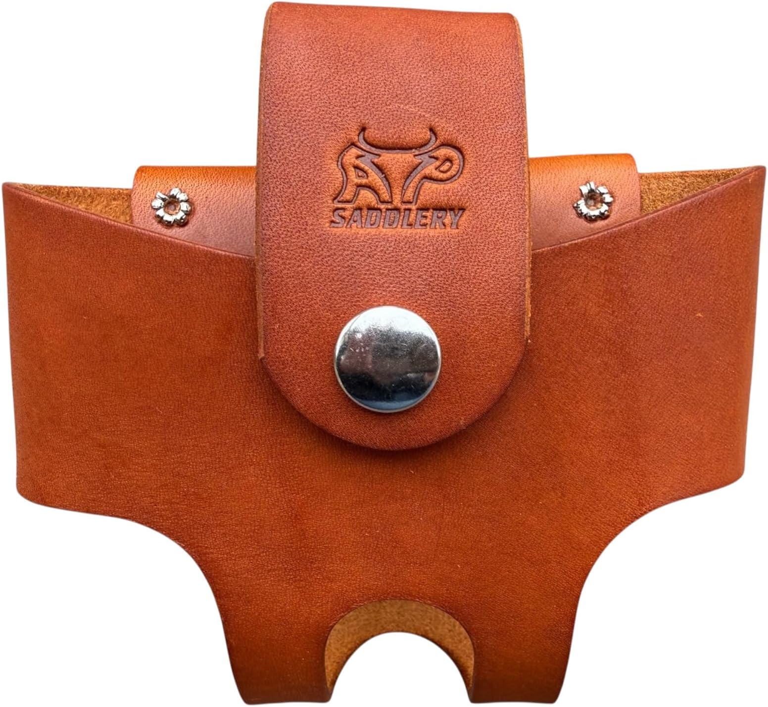 Basket Style Leather Tape Measure Holder by AP Saddlery (Saddle Tan)