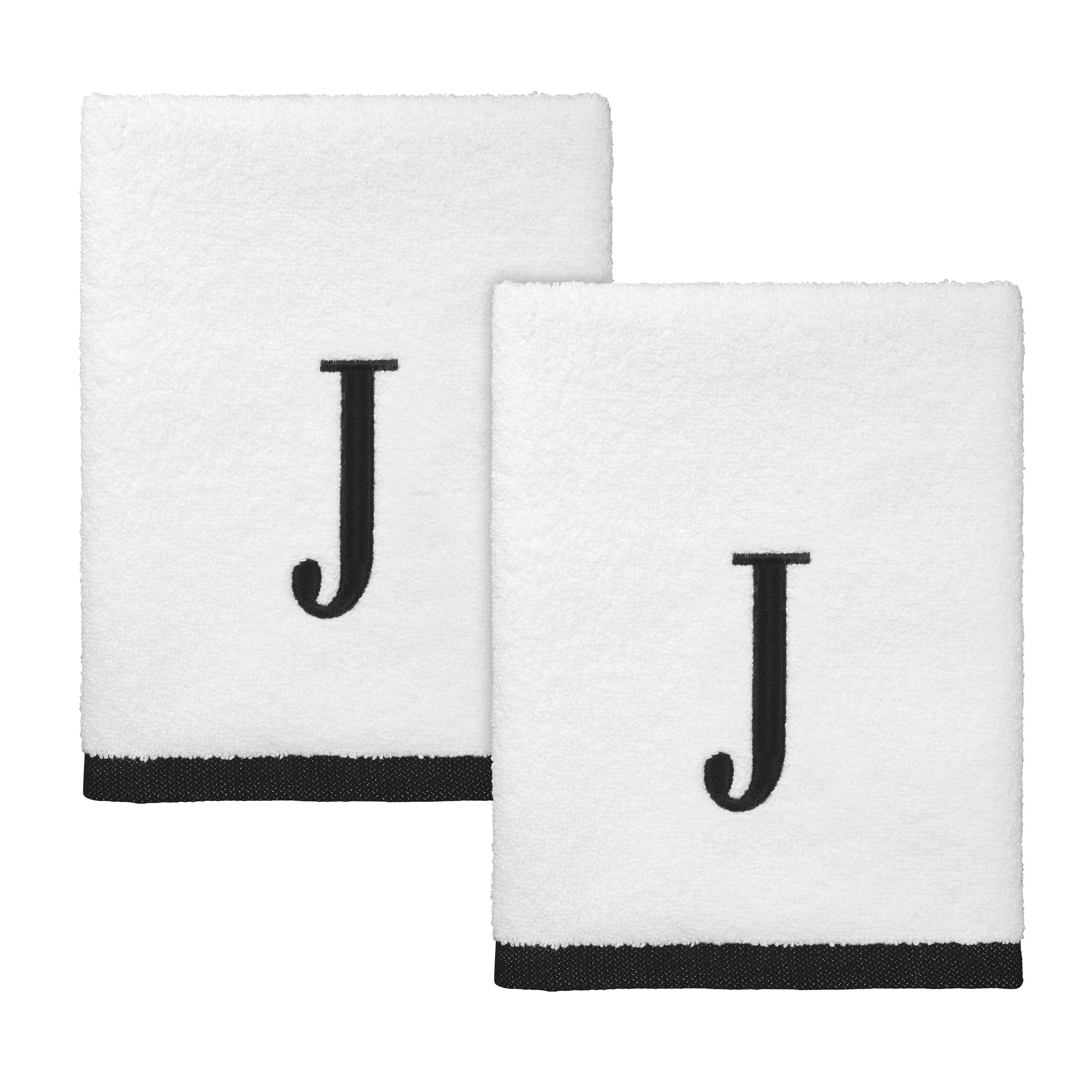 Avanti LinensHand Towels, Soft & Absorbent Cotton, Set of 2 (Monogram Collection, J), Small