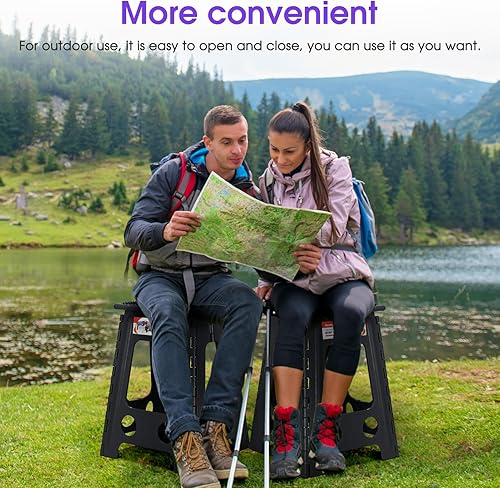 Miniatura 180 de Taburete plegable resistente de alta calidad de 13 pulgadas de altura para adultos, taburete de cocina, jardín, baño, color blanco Blanco,Bicolor