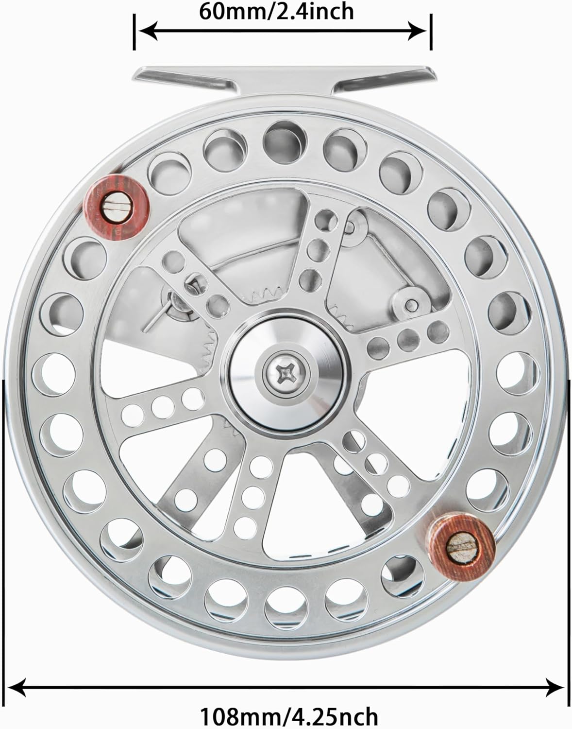 Centerpin Float Fishing Reel, 4.25 Inches, 108mm, CNC Machined Aluminum, Free-Spinning Spool, for Steelhead and Large Trout Trotting Fishing