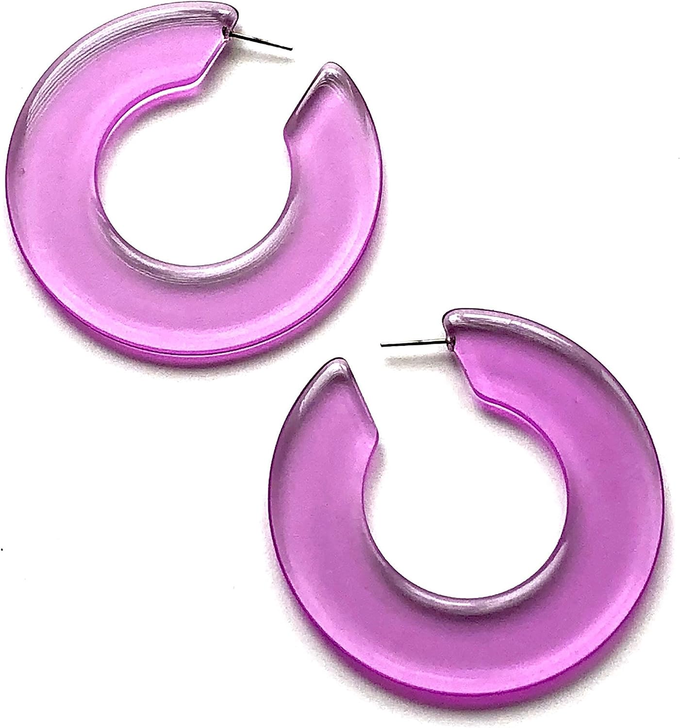 Lilac Purple Statement Hoops | vintage lucite large twiggy hoop earrings - TWG-L-PU-1