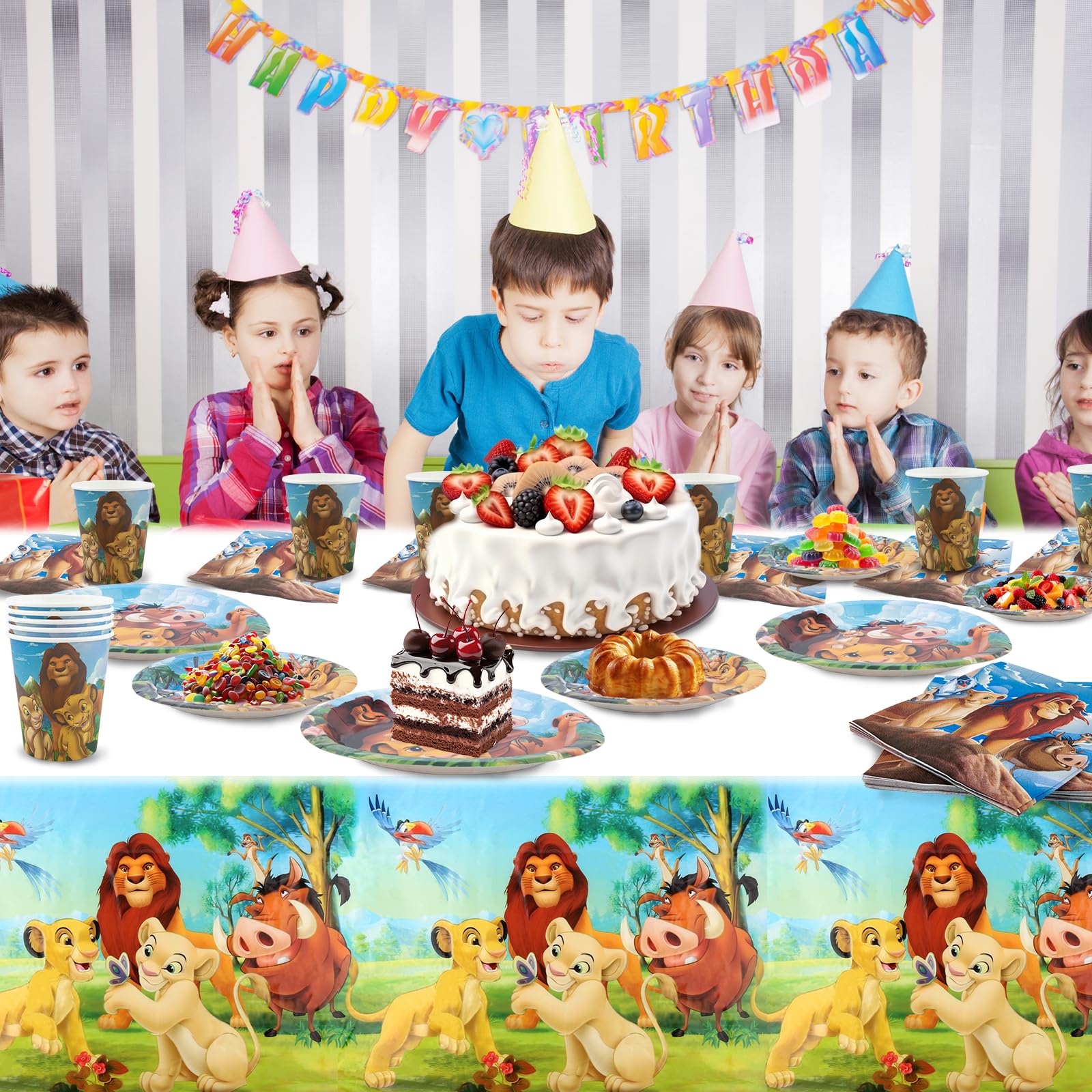 Lion King Simba Tema Decorazioni per feste Buon compleanno sfondo per bambini ragazzi festa di compleanno X0188 decorazioni