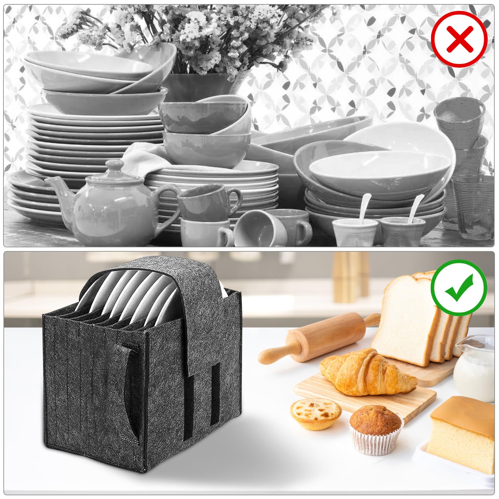 Porte-assiettes de camping-car, espace de rangement pour 8 assiettes, organiseur de camping, rangement pour caravane, bateau, cuisine mobile (1 pièce, gris foncé)