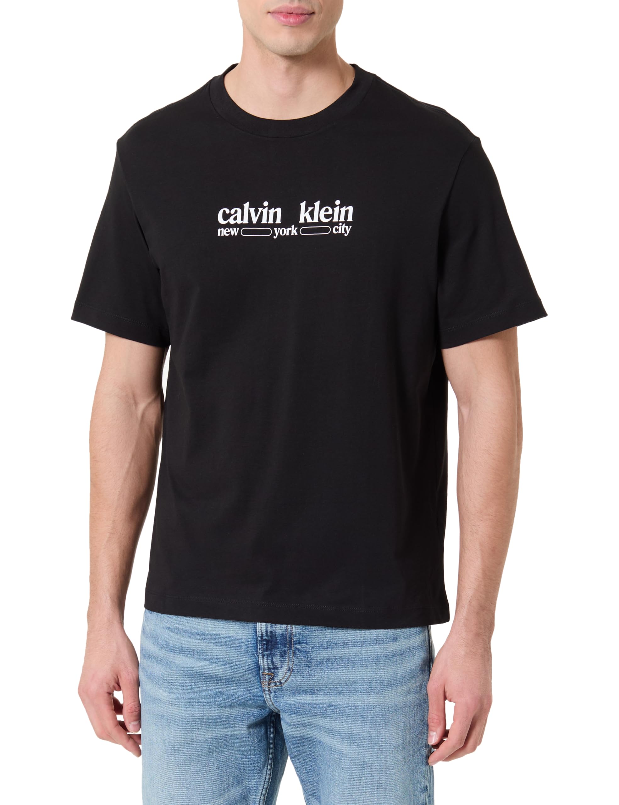 Calvin Klein Men's SS 30S WHSL CK NYC Graphic TEE LV14RE831G Graphic Tees, Black (Black), L