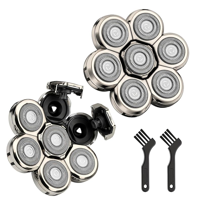 Cabeças de reposição prateadas 7D para barbeador elétrico, pacote com 2
